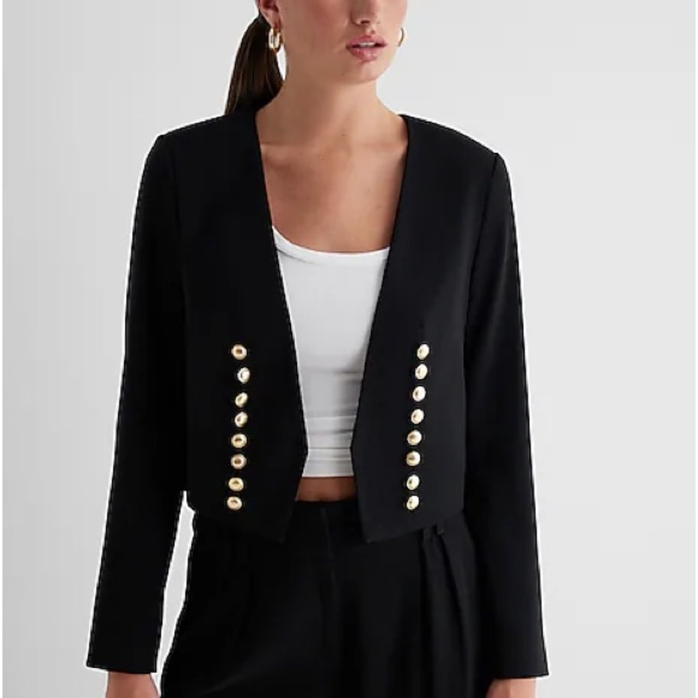 NWT Express Cropped Novelty Button Jacket